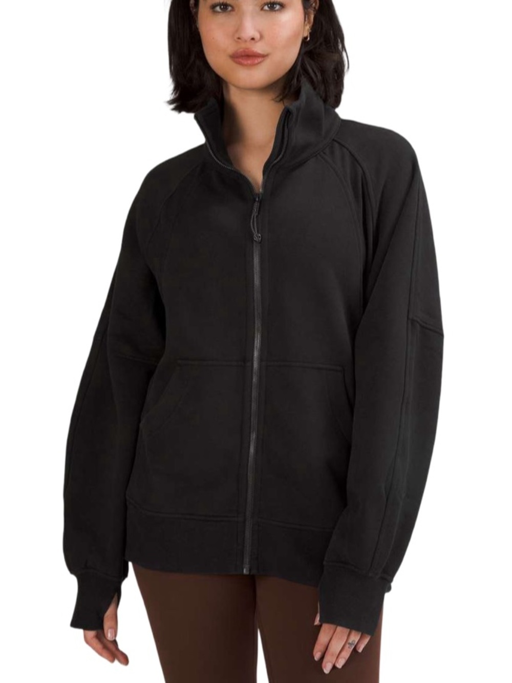 ➰ lululemon athletica Black Scuba Funnel Neck Full-Zip Oversized Jacket hoodie ➰